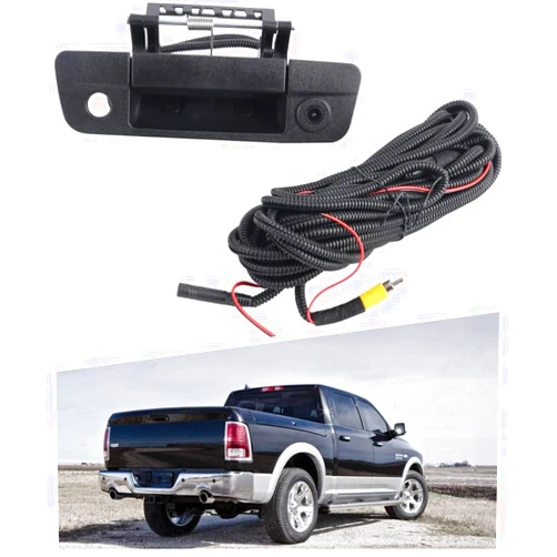DYRDINSHOW Tailgate Replace Rear View Camera Backup Tailgate Handle Camera Compatible with Dodge Ram 2009-2017,Tailgate Door Handle Replacement Camera(Color: Black)