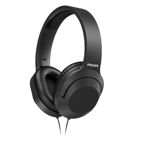 PHILIPS Audio H2005BK/00 Over-Ear Stereo Headphones Wired (2 m Cable, 40 mm Neodymium Drivers, Passive Noise Isolation, Adjustable Headband, Lightweight) Black