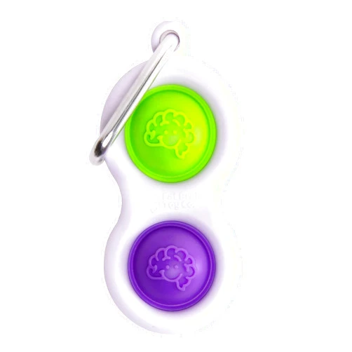 Fat Brain Toys Simpl Dimpl - Simple Dimple - Purple/Lime - Popping Fidget Keychain