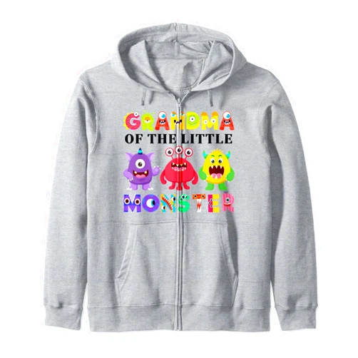 Monster Theme Kids Birthday Party Family Matching Grandpa Of The Little Monster Birthday Party Family Monster Zip Hoodie