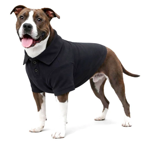 lovelonglong Basic Dog Polo Shirts Premium Cotton, Polo T-Shirts for Large Medium Small Dogs with a Two-Button Collar Blank Color Black L