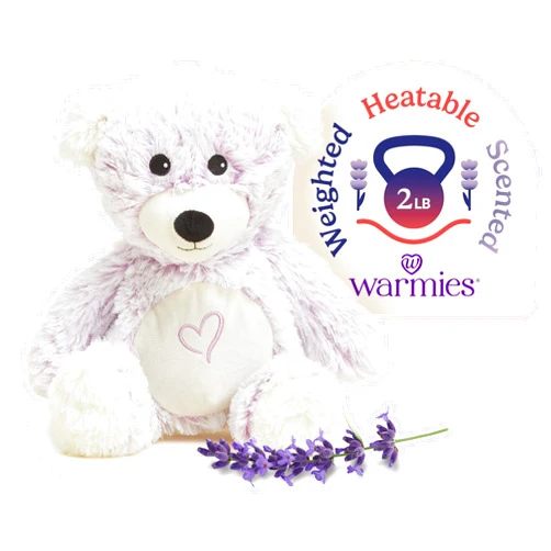 warmies Microwavable & Weighted Stuffed Animals, Love Bear - Heated Stuffed Animal Plushie for Warmth & Comfort - Cute Soft Plush Toys for Adults & Children (Boys, Girls, Babies & Toddlers)