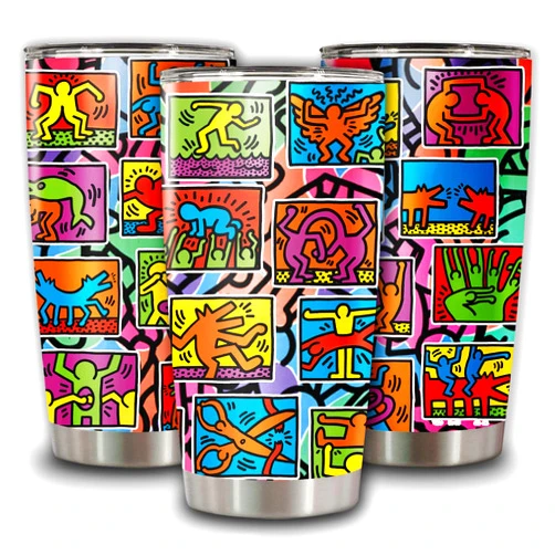 DOINB TIAN Insulated Tumbler Stainless Steel Keith With Lid Haring Travel Cup Collage Bottle Art Vacuum Mug Coffee Tea 20 Oz Tumblers Gifts For Father's Mother's Day Birthday Christmas Holidays