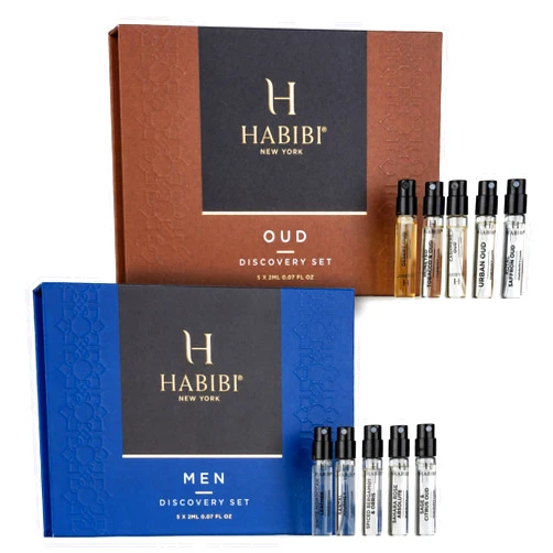 H HABIBI Men's Perfume & Oud Perfume Sample Sets - Cologne for Men, Men's Cologne Sampler,10 Mini Sprays (2 mL Each), Made in USA
