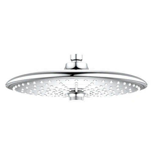 GROHE 26456000 Euphoria Fixed 3-Setting Rainshower Shower Head, Jet SmartRain Rain Settings, Starlight Chrome, 1.75 GPM