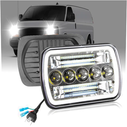 RXTSQI 130W 5x7 H6054 Headlights DOT Approved,7x6 Hi/Low Sealed Beam H5054 H6052 6053 69822 Headlight fit for GMC Savana Safari K1500 2500 3500,44000LM 800% Brightness,IP68,2PCS
