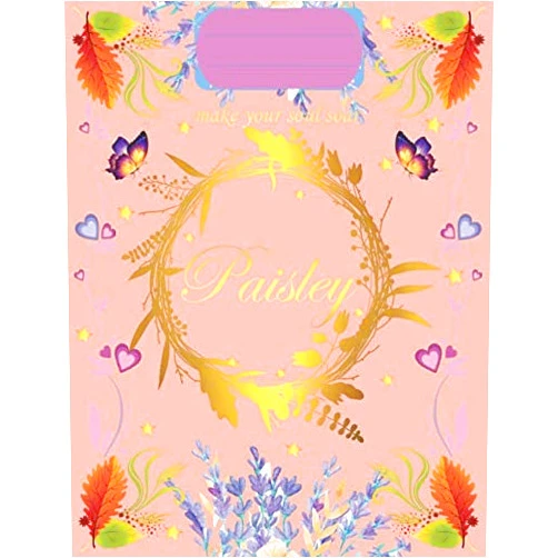 Golden Name Notebook Paisley: Unique customized Gift for Paisley | Personalized Custom Name | Gift for Birthday or Valentine's Day, Diary, Composition notebook 120 Pages, ... and Flowers on a matte finish pink cover.