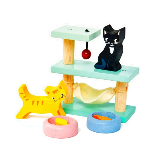 Tender Leaf Toys - Pets Sets for Doll House Accessories - Great Add-on Pet Play Set to Any Dollhouse - Encourage Creative and Imaginative Fun Play for Children - Age 3+ (Pet Cats Set)