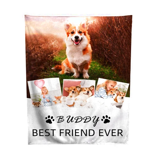 BLYIUKR Personalized Dog Blanket with Name Photos, Custom Gifts for Pet Dog Lovers, Customized Puppy Blanket for Pets, Dog Lovers Gifts, Dog Mom Gifts for Women, Super Soft Flannel Fleece 40''x 30''
