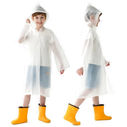 Opret 2 Pack Raincoats for Kids, Reusable Rain Ponchos with Hood and Sleeves Waterproof Rain Coats for Boys and Girls