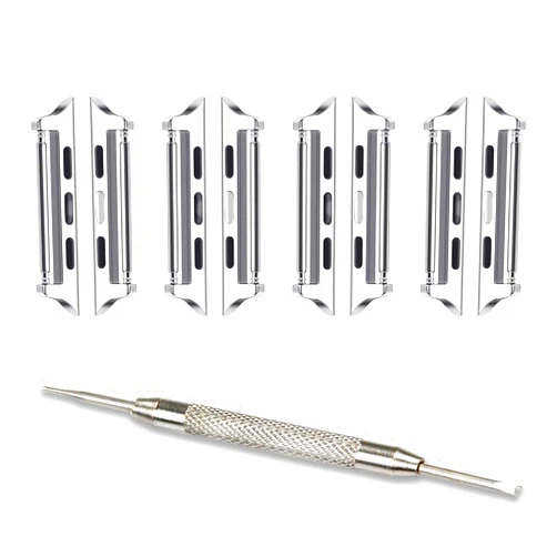 OMECKY [Spring Bar] Connectors Compatible with Apple Watch Band Adapter, Silver (4 Pack)