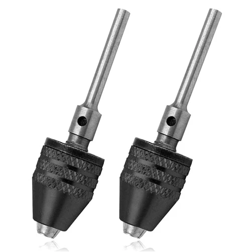 Mesee 2Pcs Mini Keyless 3 Jaw Drill Quick Change Chucks Adapter Mini Keyless Chuck Collet Converter Conversion Tool for Electric Grinder Engraving Machine | 3mm Round Shank, 0.3-3.4mm Black