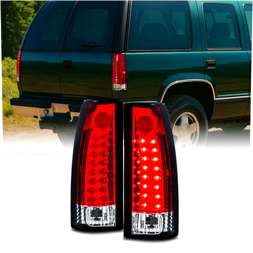 AKKON - For 88-98 Chevy C/K Series Pickup Truck GMC Sierra Rear Red Clear LED Tail Lights Brake Lamps Pair
