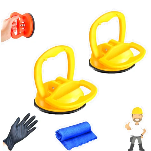Zusor Dent Puller, 2-Pack Car Dent Puller Dent Puller Tools, Portable Car Dent Puller Handle Lift and Dent Repair Kit for Body, Glass, Screen, Tile Lift (Yellow*2)
