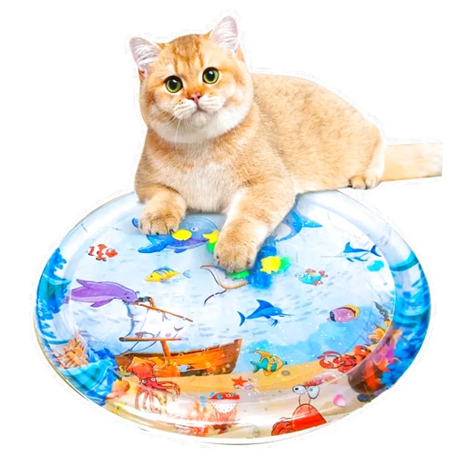 HNNOAIDA Pet Water Sensory Toy Pad, Cooling Mat for Dogs/Cats, Fish Design, Reusable