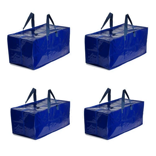 Earthwise Heavy Duty X-Large Moving Bags W/Backpack Straps Strong Handles & Zippers, Storage Totes For Space Saving, Fold Flat, Alternative to Moving Box (Blue - Set of 4)