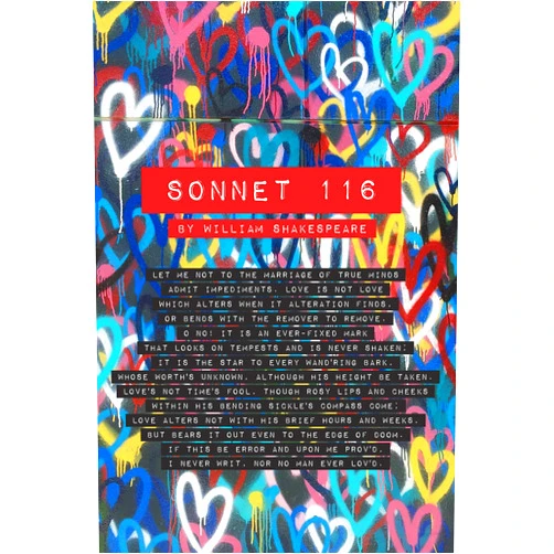 Generic Textured Paper - William Shakespeare Poem - Sonnet 116 - Hearts - Poster Original Art Print Photo Wall Home Decor - Inspiration, Motivation Love Romance - Size: 18 x 12 Inches