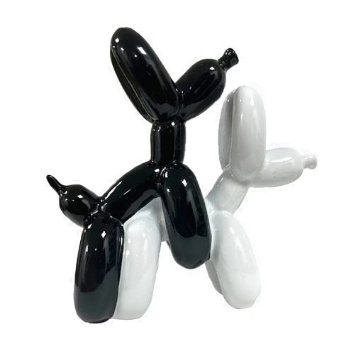 Alslovkar Balloon Dog Sculpture, Resin Decorative Statues, Modern Design Balloon Dog for Furnishing The Living Room and Office, Fashion Resin Craft Sculpture Art Figurine (Black&White, 3.9 inch)