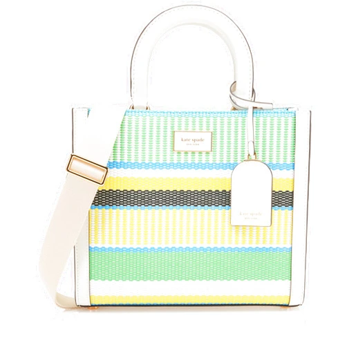 kate spade new york Manhattan Striped Woven Straw Small Tote