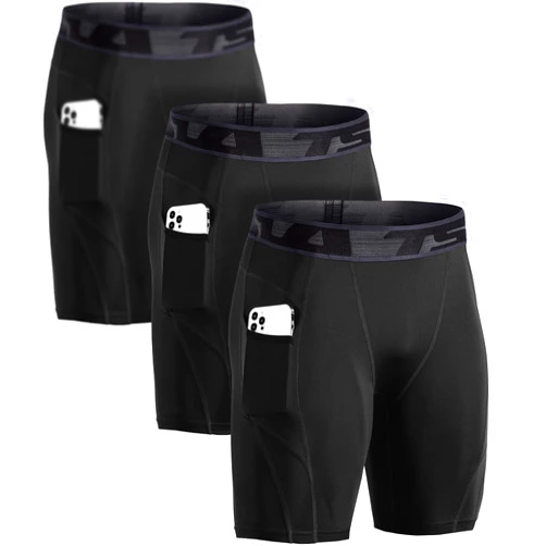 TSLA Men's Athletic Compression Shorts, Active Cool Dry Sports Performance Running Tights with Pocket