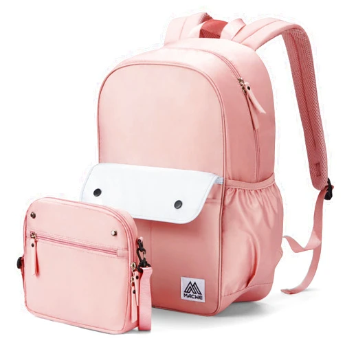 MACWE Cute 2 in 1 Backpack for Women - 15.6 Inch Lightweight Laptop Backpack - Casual Backpacks - Water-resistant Backpack Purse, Pink