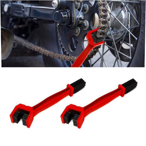 Kutyun 2PCS Bike or Motorcycle Chain Washer, Chain Cleaning Brush Tool, Motorcycle Chain Brush, Car Accessories Motorcycle Chain Gear Dirt Clean Brushes Universal for Mountain Bike (Red)