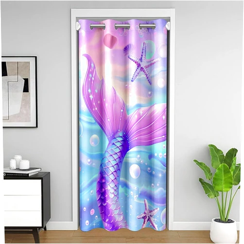 Manfei Mermaid Tail Door Curtain Marine Life Starfish Shell Doorway Curtain 52