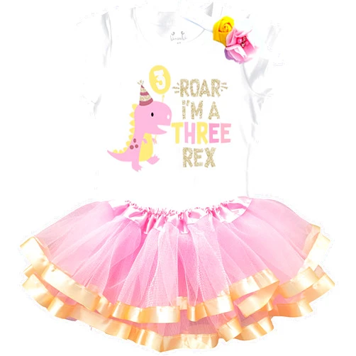 Luke and Lulu 3rd Birthday Girl Outfit - Three Rex Girl Outfit - Third Birthday Shirt Tutu Three Rex Decorations