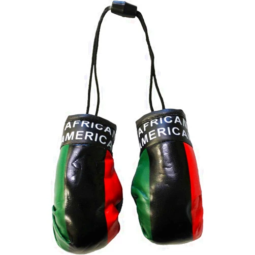 Flagline African American - Novelty Mini Boxing Gloves with Black Snap Connection