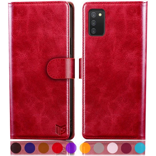 SUANPOT for Samsung Galaxy A02S with RFID Blocking Leather Wallet case Credit Card Holder, Flip Folio Book Phone case Shockproof Cover for Women Men for Samsung A02S case Wallet Red