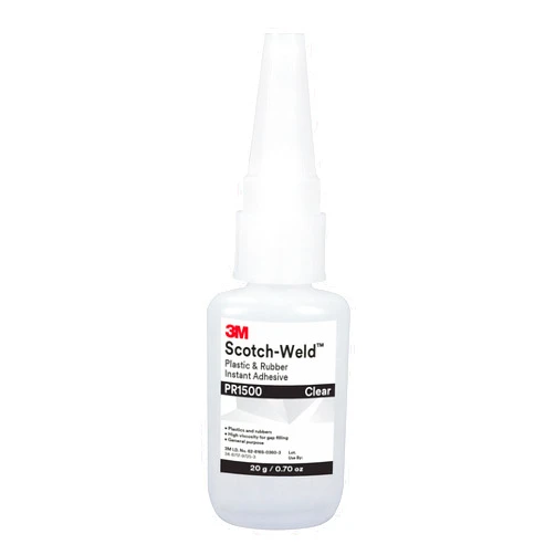 3M Scotch-Weld Plastic & Rubber Instant Adhesive PR1500, Clear, 20 Gram Bottle
