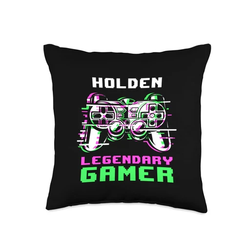 Personalized Gaming Gift Idea And Gamer Quotes Holden-Legendary Gamer-Personalized Throw Pillow, 16x16, Multicolor