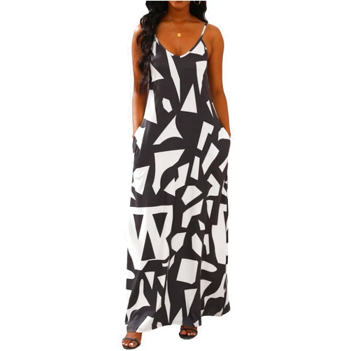 vunahzma Womens Casual Fashion Sleeveless Plus Size Loose Long Sexy Maxi Dress with Pockets