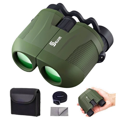 Selvim10x25 Binoculars for Adults and Kids, Compact Binoculars, Large Eyepiece and Clear FMC BAK4 Prism Lens, for Bird Watching, Theater and Concerts, Hunting and Sport Games