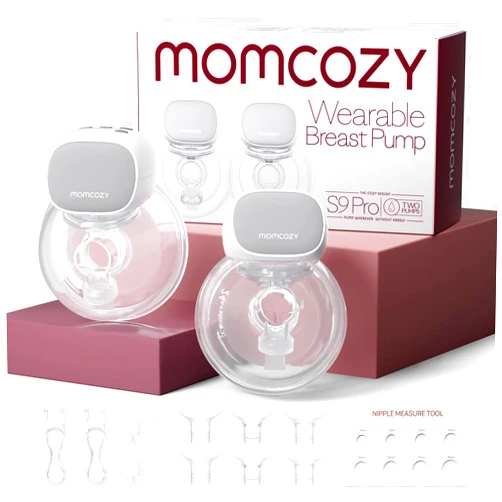 Momcozy Hands Free Breast Pump S9 Pro Updated, Wearable Breast Pump of Longer Battery Life & LED Display, Double Portable Electric Breast Pump with 2 Modes & 9 Levels - 24mm, 2 Pack Gray