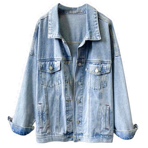 BWGHBH Women's Oversized Denim Jacket Casual Distressed Boyfriend Jean Coat Trendy Button Shirt Jacket For Girls