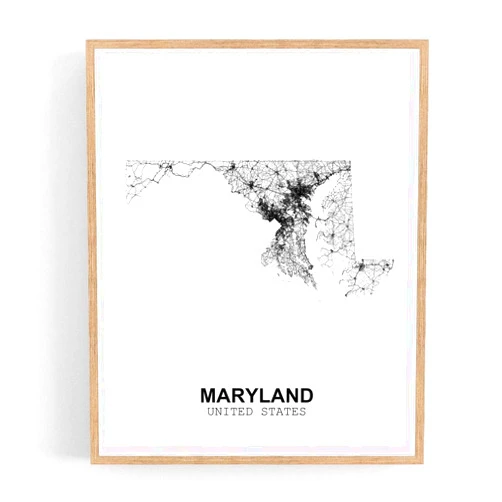 Eleville 8X10 Unframed Maryland United States Country View Abstract Road Modern Map Art Print Poster Wall Office Home Decor Minimalist Line Art Hometown Housewarming wgn177