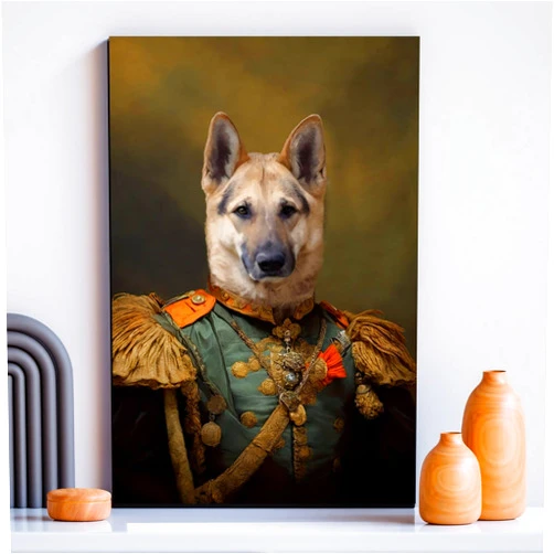 DOXIENPOD Custom Pet Portrait Wall Art: Personalized Renaissance Pet Portrait from Photo, Funny Royal Cat Dog Portraits Canvas Print Poster, Personalized Pet Gift