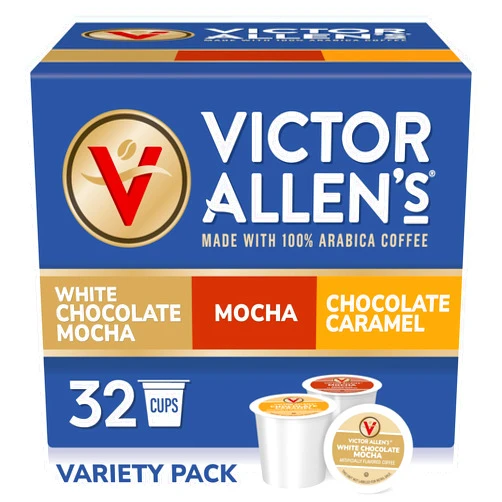 Victor Allen's Coffee, Mocha Flavored Coffee Variety Pack, 32 Count, Single Serve Coffee Pods for Keurig K-Cup Brewers