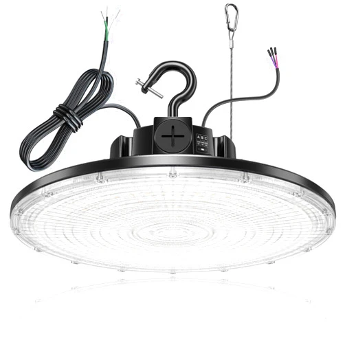 YELLORE 480V LED High Bay Light 300W 240W 200W Adjustable UFO Light 42000LM ETL DLC Listed Dimmable High Bay LED Shop Lights 5000K Daylight IP65 Waterproof Commercial Bay Lighting for Warehouse Factory