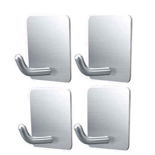 Meirenda Self Adhesive Hooks, Meirenda Removable Wall Hooks Sticky Hangers Hooks Heavy Duty Kitchen Towel Sticky Adhesive Wall Hanging Hooks for Office Home Robe Keys Bags 4 Pack