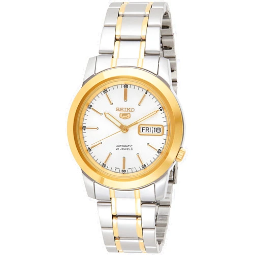 Seiko Men's SNKE54 5 Automatic White Dial Two-Tone Stainless Steel Watch