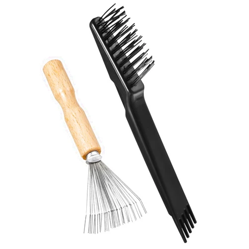 Bremorou 2 Pcs Hair Brush Cleaner Tool Rake Design Mini Comb Cleaner Rake Durable Metal Wires Ergonomic Wooden Handle Comb Cleaning Brush Comb Cleaner Brush Hair Brush Remover Rake For Home And Salon Use