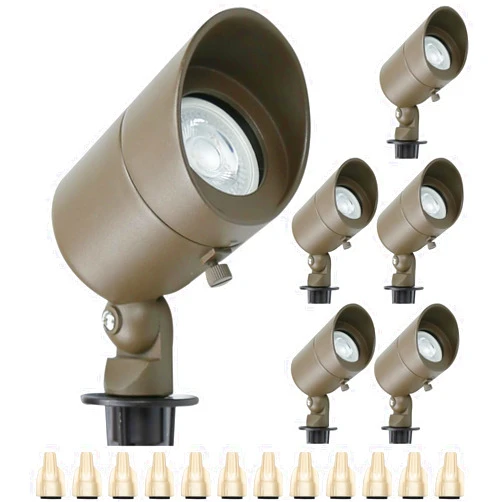 Lumina Lighting® 4W Landscape lighting 12V Landscape Lights Low Voltage Landscape Spotlights Warm White Waterproof Outdoor Replaceable LED Bulb for Garden, Lawn, Porch, Patio and Yard (Bronze, 6-Pack)