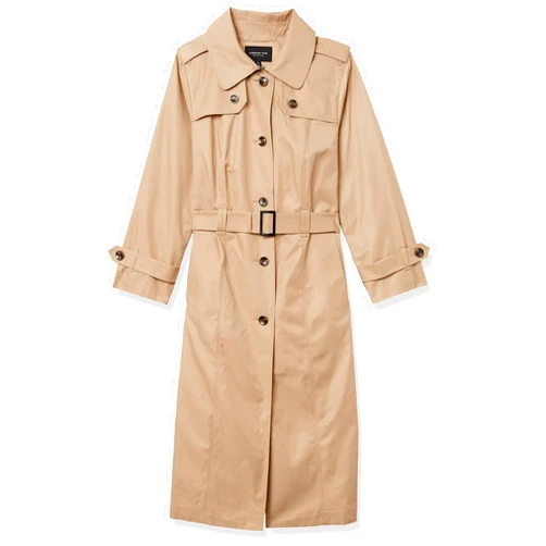 LONDON FOG Women's Plus Size Single Breasted Long Trench Coat with Belt