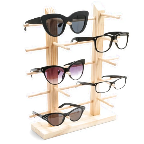 Juvale 10 Pair Sunglasses Display Stand - Wooden Eyewear Holder Stand for Multiple Glasses (13.5 x 14 in) - Glasses Stand Holder - Glass Display - Sunglass Rack