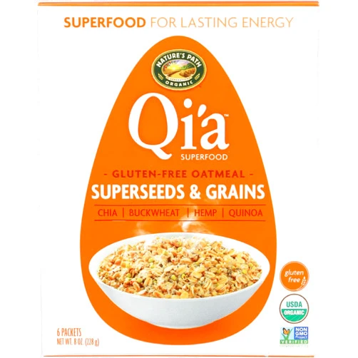 SUPOOBE Qi'a Superfood Organic Hot Oatmeal - Superseeds and Grains - 2 Boxes with 6 Packets Each Box (12 Packets Total)