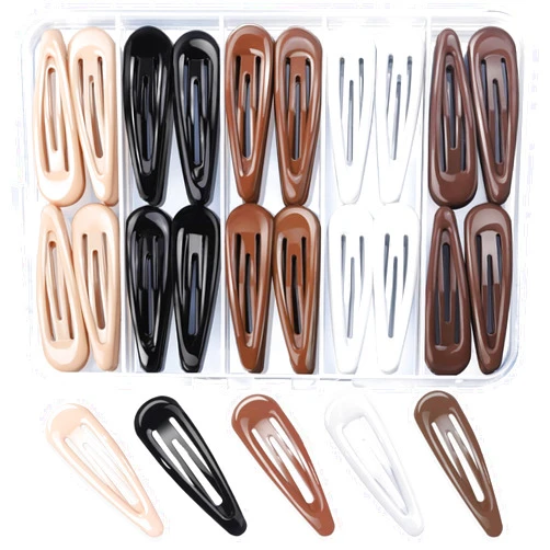 Teenitor 50Pcs Snap Hair Clips,2 Inch Hair Barrettes Hair Clips For Women, Metal Snap Hair Clips Mixed Color, Hair Barrettes For Women Hair Snap Clips 5 Colors