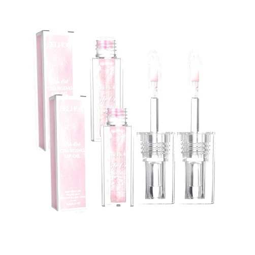 Dosoecse Magic Color Changing Lip Oil V2, Boss Up Cosmetics Color Changing Lip Oil, Transparent Moisturizing Plumping Lip Oil Tinted Nourishing Non-sticky Lip Glow Oil for Lip Care (2PCS)