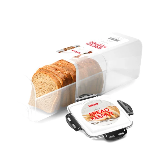 Tafura Bread Storage Container with Tray, Plastic Bread Box, Bread Container with Airtight Lid, Loaf Bread Keeper, Bread Holder for Homemade Bread, BPA Free